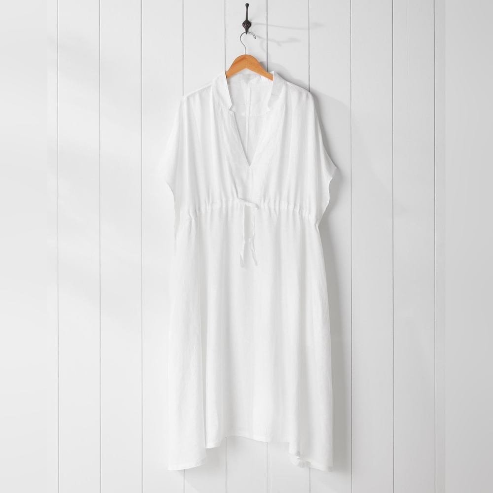 Serena & Lily White Linen House Dress / Swim Cover, OS, BNWT, orig $228